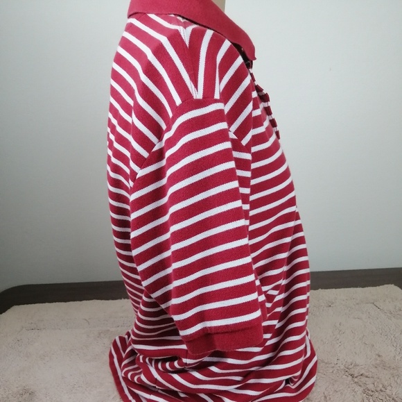 Nautica Red Stripe Polo  Rugby Short Sleeve shirt - Picture 4 of 7